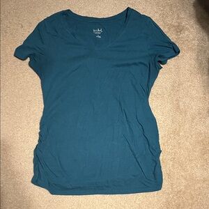 Isabel Maternity by Ingrid & Isabel Teal V-Neck Short Sleeve Top